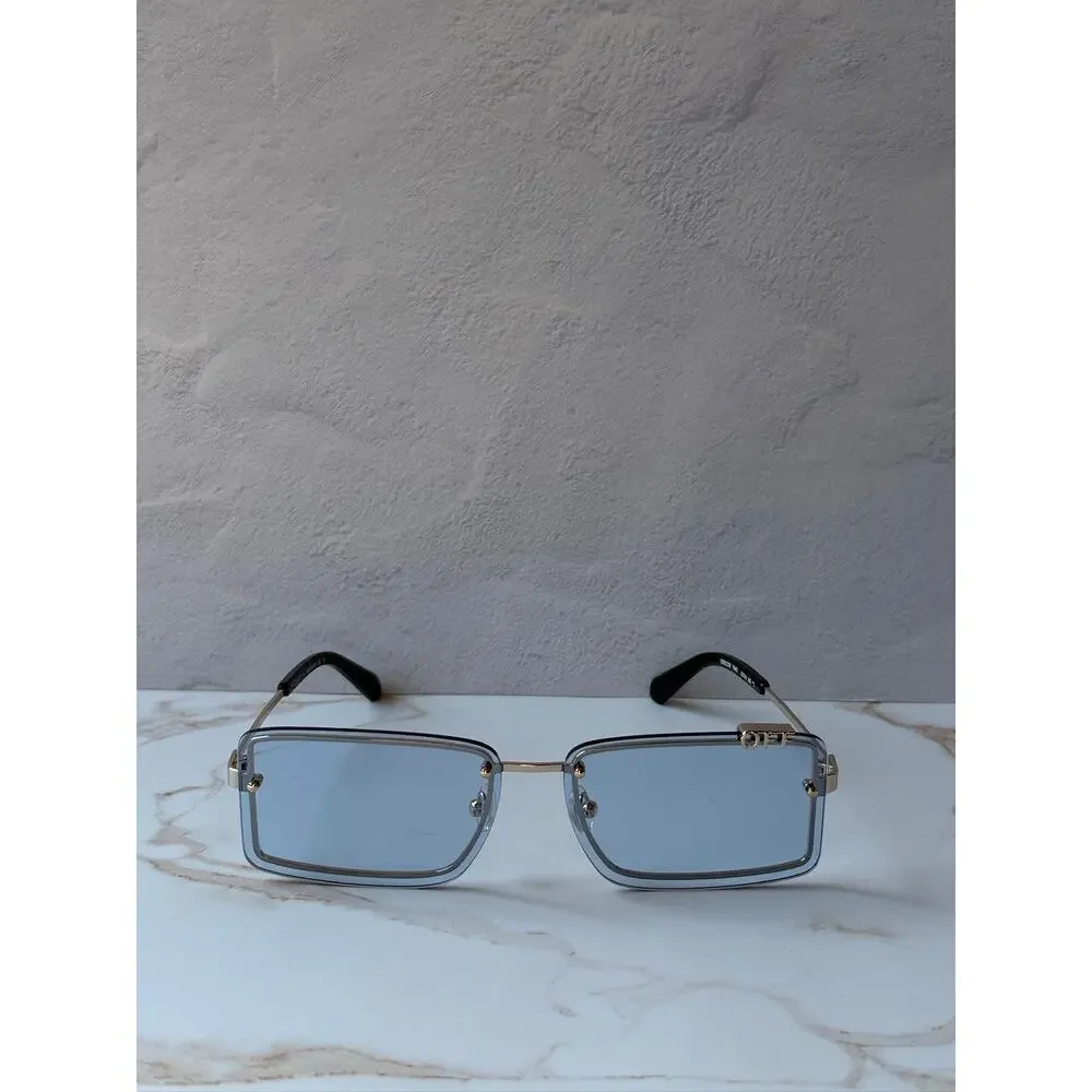 NEW Off White Tampa Gold Blue Rimless Unisex Sunglasses